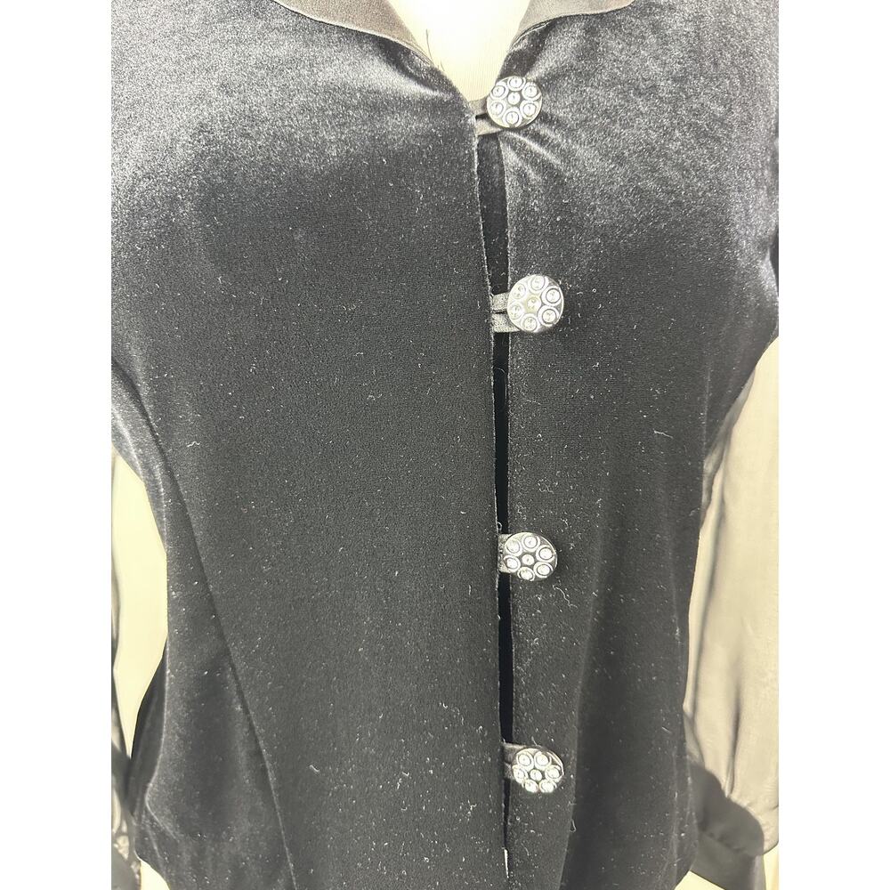 Vintage Another Thyme Velvet Top Size Large Fairy Grunge Victorian Jewel Buttons - Picture 4 of 10